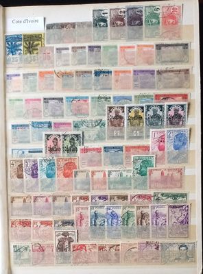 Colonies. COTE d'IVOIRE. 110 timbres tous différents.