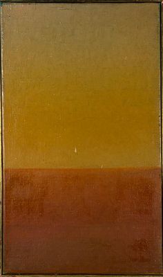 an oil painting of an orange, yellow, and brown landscape
