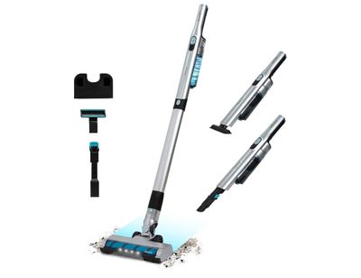 un gros plan d'une serpillière et d'un stylo sur fond blanc