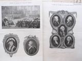 two pages of a book with pictures of people in oval frames