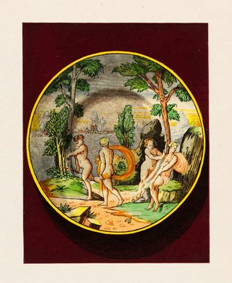 une image d'une assiette avec une peinture dessus