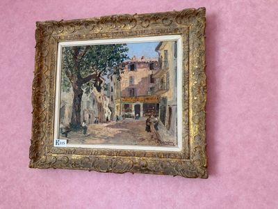 Huile sur toile, sbd Marquez, Rue animée village du sud - Di…