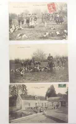 deux vieilles photos en noir et blanc représentant des personnes et des animaux dans un champ