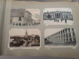 several pictures of old buildings are displayed in a book
