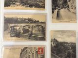several old postcards of people and vehicles on a street