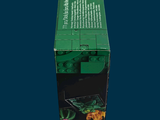 a green box with a picture of flowers on it