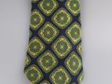 navy blue and gold geometric necktie