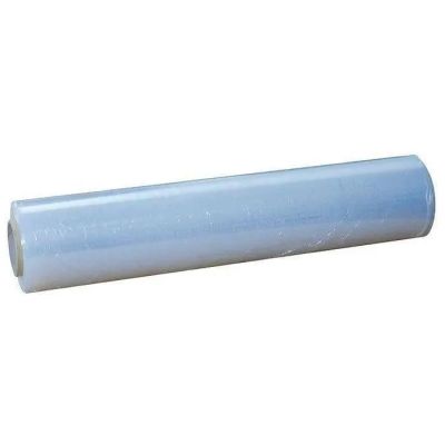 un gros plan sur un rouleau de plastique bleu sur fond blanc