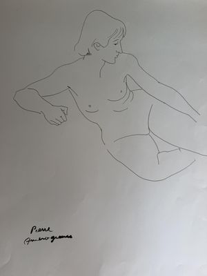 Pierre AMBROGIANI (1907-1985). "Nu féminin assis". Dessin à …