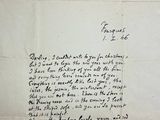 an old letter written on a piece of paper with a picture of a city