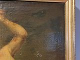 a painting of a naked man in a gold frame on the wall