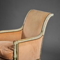 Bergère en bois laqué gris à dossier renversé (manques, choc… (photo 2)