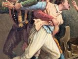painting of a group of men fighting with each other in a room