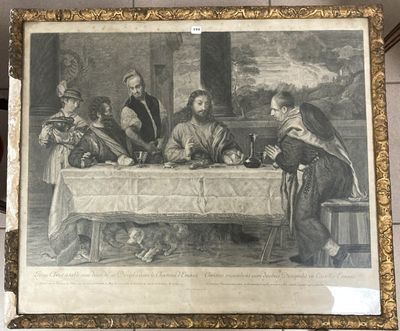 tableau représentant un groupe de personnes assises autour d'une table en compagnie d'un chat