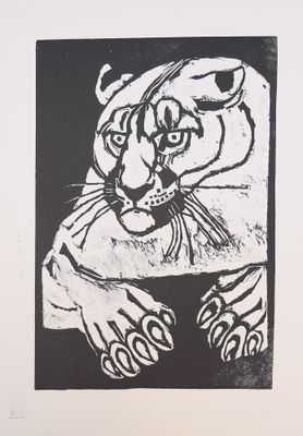 une image représentant un dessin en noir et blanc d'un tigre