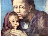 une image d'un tableau représentant une femme tenant un enfant dans ses bras