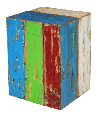 an image of a multicolored wooden cube on a white background
