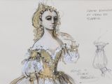 drawing of a woman in a dress with a crown on it ' s head