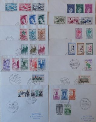 Maroc : Scotem 1957/1960, beau lot de 14 enveloppes OBL 1er …
