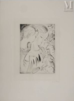 pencil drawing of a woman playing a guitar in front of a picture