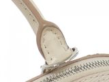 the inside of a white purse with a zipper on it