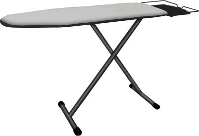 une table à repasser recouverte d'une housse blanche