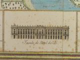 an old map of france with a picture of a palace on it