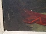 an image of a painting of a red cloth on a table