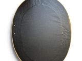black plate with gold rim on a white background