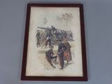 painting of a group of men standing around a cannon on a wall