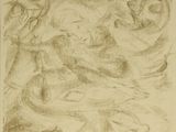 une image représentant un dessin d'une femme et d'un chien