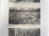three black and white photos of people in a boat on a river
