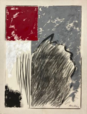 une image représentant un dessin en noir et blanc avec un carré rouge au milieu