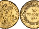 a gold coin with the image of a woman holding a basket