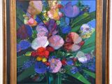 a painting of a bouquet of flowers in a vase