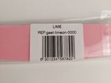 pink tape with a barcode on it sitting on top of a white table