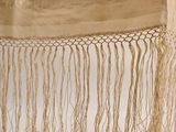 a curtain that has a fringe on it in a room