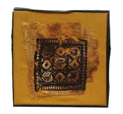 painting of a black and gold square on a yellow background