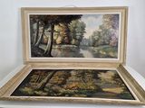 a picture of a painting in a wooden frame on a table