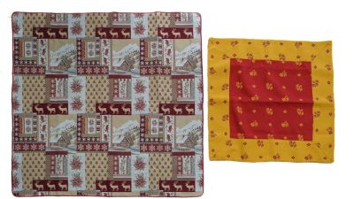 Lot de deux nappes dont une à décor provençal (85 x 85 cm) e…