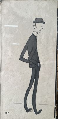 a drawing of a man in a top hat and suit
