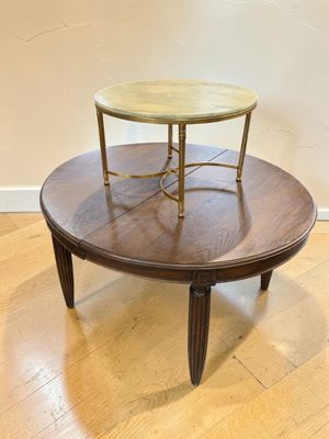 an image of a table with two tables on top of it on a hard wood floor