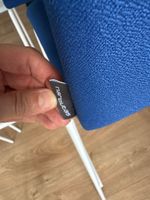 4 chaises hautes NARBUTAS en métal laqué blanc et tissu bleu (photo 3)