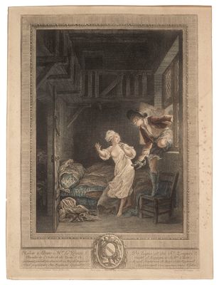 une photo d'un tableau représentant un homme et une femme dans une pièce