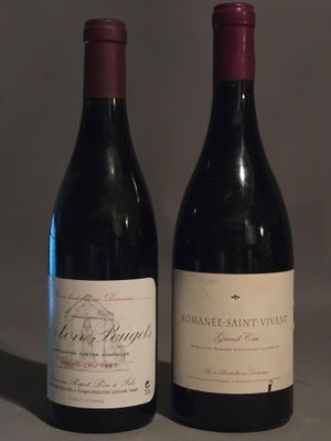 deux bouteilles de vin posées sur une table l'une à côté de l'autre