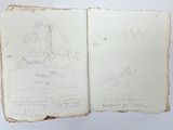 a book with a drawing of a mountain on it