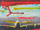 une peinture représentant un avion, peinte sur la façade d'un immeuble