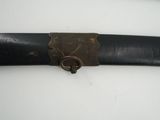 a close up of a black belt with a metal buckle