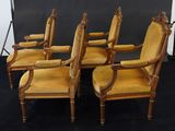 set of six french louis xvi style carved wood armchairs