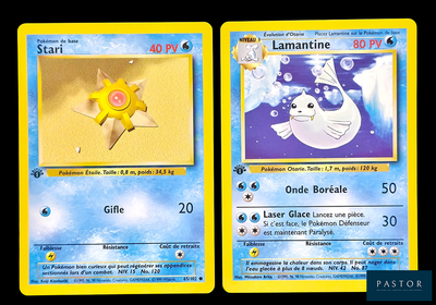 deux cartes Pokémon représentant un soleil et une lune